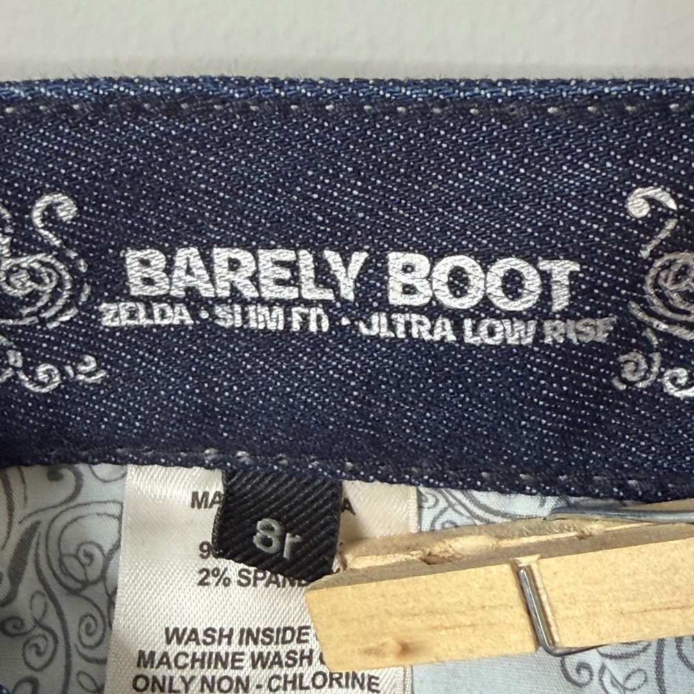 Express Barely Boot Jeans Womens 8 Dark Wash Zelda Ultra Low Rise Slim Fit Y2K - Picture 4 of 9